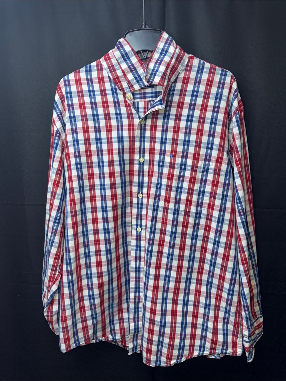Izod Red, Blue & White Plaid Button-Down Shirt